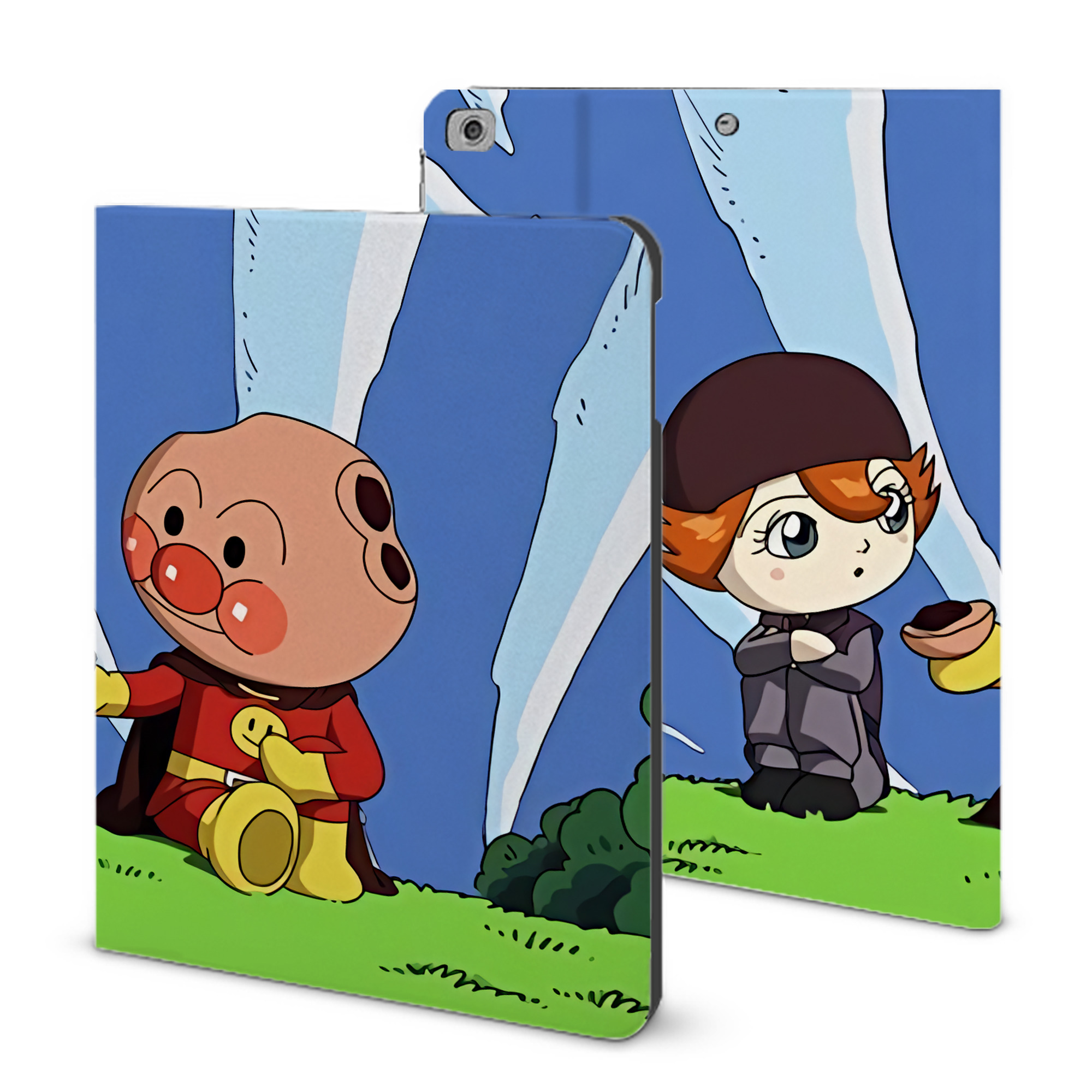 （画像用） アンパンマン Anpanman IPad ケース ブック型 PUレザー TPU 耐衝撃 軽量 薄型 ペン収納なし 全面保護 IPad 各モデル対応